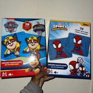 Marvel Spidey & Paw Patrol Memory Game for Kids Ages BUNDLE OF 2